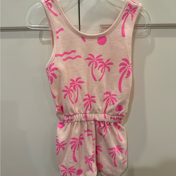 Zara Plush Palm Tree Jumpsuit Romper Hot Pink Tangerine Toddler Girls 3-4T - Picture 7 of 9